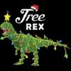 Women's Design By Humans Dinosaur Christmas Tree Rex Christmas Gift By Amitsurti Racerback Tank Top