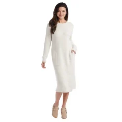 Softies Heathered Marshmallow 42" Crew Neck Lounge Dress With Pockets -Lady Clothing Store GUEST 3280c9b3 6d37 4fdc 923a 715d3d571866