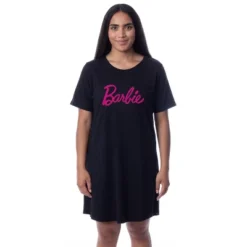 Barbie Womens' Classic Title Logo Icon Nightgown Sleep Pajama Shirt Black -Lady Clothing Store GUEST 32c29bd0 1849 4d58 818e 3a65dfe0ec3e