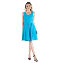 24seven Comfort Apparel Sleeveless Pleated Skater Dress With Pockets -Lady Clothing Store GUEST 36f8571f eb9e 4ca3 b727 6e34b1eee49c