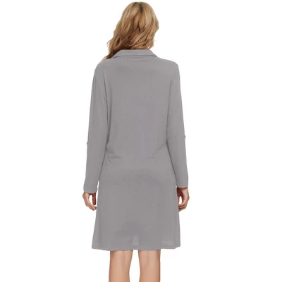 Cheibear Womens Pajama Sleepshirt Nightshirt Long Sleeve Nightgown Sleep Shirt Dress 5 Cheibear Womens Pajama Sleepshirt Nightshirt Long Sleeve Nightgown Sleep Shirt Dress - Image 3