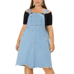 Agnes Orinda Women's Plus Size Overall Frayed Adjustable Strap Denim Suspender Shift Dress -Lady Clothing Store GUEST 384b958f 0146 4e01 bd66 646f343c948f