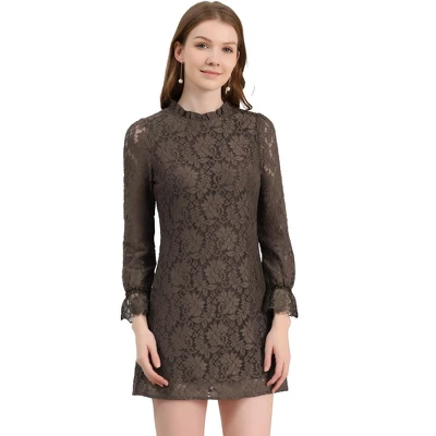 Allegra K Women's Ruffle Crew Neck Formal Elegant Mini Floral Lace Dress 16 Allegra K Women's Ruffle Crew Neck Formal Elegant Mini Floral Lace Dress - Image 14
