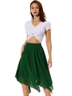 Allegra K Women's Elastic Waist Chiffon Handkerchief Hem Midi Skirt -Lady Clothing Store GUEST 39d2c56b c24d 43ed 9a76 0f6e78ec4a04