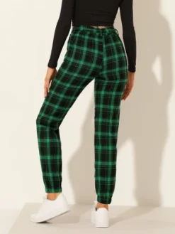 Allegra K Women's Elastic High Waist Leisure Plaid Pants With Pockets -Lady Clothing Store GUEST 3ad6f3a7 8eb4 472a b88c 6770fb37cca0