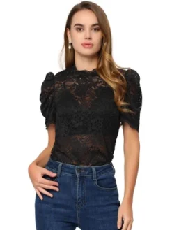 Allegra K Women's Mock Neck Puff Short Sleeves Embroidery Lace Floral Blouse 11 Allegra K Women's Mock Neck Puff Short Sleeves Embroidery Lace Floral Blouse -Lady Clothing Store GUEST 3c68646c 5227 40e4 a9d8 427fd46838c8