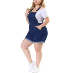 Agnes Orinda Women's Plus Size Adjustable Strap Pocket Roll Hem Denim Overall Jean Shorts -Lady Clothing Store GUEST 3d01794d cd6e 4f03 90b8 6529bca274cb