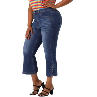 Agnes Orinda Plus Size Jeans For Women Side Slit Bootcut Button Decor Wide Leg Skinny Denim Pants 8 Agnes Orinda Plus Size Jeans For Women Side Slit Bootcut Button Decor Wide Leg Skinny Denim Pants - Image 6