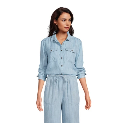 Lands' End Women's Indigo Tencel Heritage Long Sleeve Shirt 3 Lands' End Women's Indigo Tencel Heritage Long Sleeve Shirt