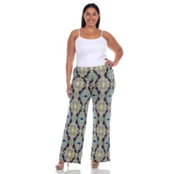 Women's Plus Size Printed Palazzo Pants - White Mark -Lady Clothing Store GUEST 43bd8700 6eba 497c 96e9 892ae66e51c8