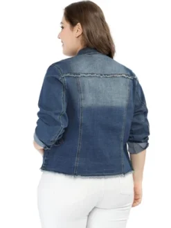 Agnes Orinda Women's Plus Size Classic Denim Casual Long Sleeve Fashion Jean Jackets -Lady Clothing Store GUEST 443cc676 c31e 4c38 a636 92b2dd790423