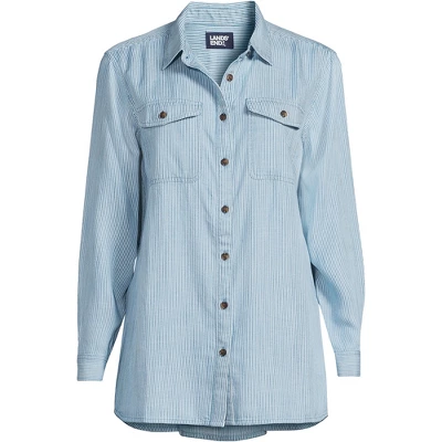 Lands' End Women's Indigo Tencel Heritage Long Sleeve Shirt 5 Lands' End Women's Indigo Tencel Heritage Long Sleeve Shirt - Image 3