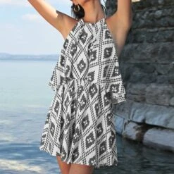 Women's Geo Print Flounce Halter Romper - Cupshe -Lady Clothing Store GUEST 44c270a3 92ab 4db0 a2ff ba950a0107f1