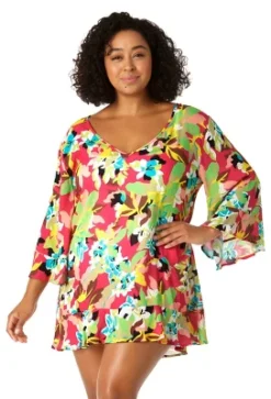 Anne Cole Plus - Women's Flounce V Neck Tunic Swimsuit Cover Up 7 Anne Cole Plus - Women's Flounce V Neck Tunic Swimsuit Cover Up -Lady Clothing Store GUEST 46793fc4 db5b 44a5 a5f1 17c13646ceac