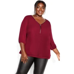 Women's Plus Size Sexy Fling Elbow Sleeve Top - Ruby| CITY CHIC -Lady Clothing Store GUEST 47e80797 146e 4764 a638 209feea95e73