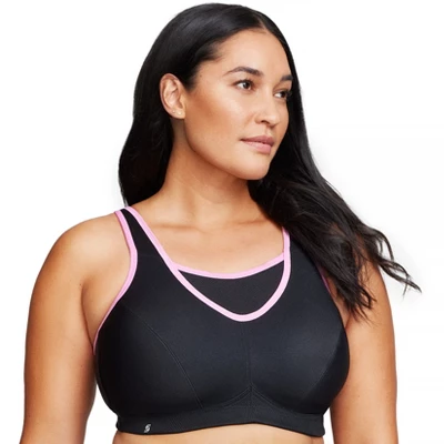 Glamorise Womens No-Bounce Camisole Sports Wirefree Bra 1066 Black/Pink 4 Glamorise Womens No-Bounce Camisole Sports Wirefree Bra 1066 Black/Pink - Image 2
