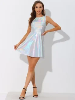 Allegra K Women's Metallic Sleeveless High Waist Party Holographic Dress 18 Allegra K Women's Metallic Sleeveless High Waist Party Holographic Dress -Lady Clothing Store GUEST 4ad46ce4 9515 4e50 8971 b7821460b1b0