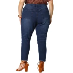 Agnes Orinda Women's Plus Size Denim Pants Frayed Washed Ankle Jeans With Slash Pockets 11 Agnes Orinda Women's Plus Size Denim Pants Frayed Washed Ankle Jeans With Slash Pockets -Lady Clothing Store GUEST 4add3882 09f8 4063 aeab ef1f04431389