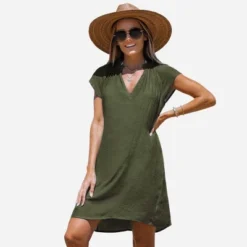 Women's V-Neck Short Sleeve Mini Cover-Up Dress - Cupshe -Lady Clothing Store GUEST 4b6fdb92 f2b3 4227 a578 47b1afdb580b