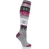 Heat Holders Lite Women's Lite Laura Fairisle Long Sock Light Grey/cerise Us 5-9| Size Women's 5-9 - Light Grey/cerise