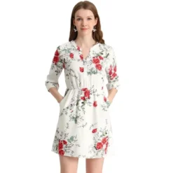 Allegra K Women's Button Front Floral Print V Neck 3/4 Sleeves Above Knee Dresses 24 Allegra K Women's Button Front Floral Print V Neck 3/4 Sleeves Above Knee Dresses -Lady Clothing Store GUEST 4fc7d8bb 98c5 4dd7 a782 58f9026b0727