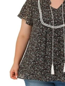 Agnes Orinda Women's Plus Size Bib Peasant Ditsy Floral Tie Neck Keyhole Chiffon Blouse -Lady Clothing Store GUEST 4fe117bf 5b31 44b8 8ab9 14ef0c84fd6d
