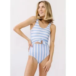 Lime Ricki Women's Peri Stripe Knotted One-Piece -Lady Clothing Store GUEST 5032fdb0 84d2 47fb a410 08121192ed25