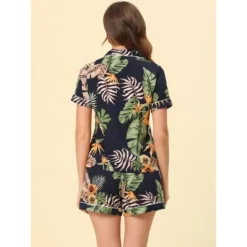 Cheibear Women's Floral Button Down Shirt With Shorts Satin Pajamas Sets -Lady Clothing Store GUEST 50403d62 d840 491f 9c33 d20310fea2b4