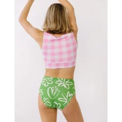 Lime Ricki Women's Pink Gingham Knotted Crop