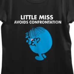 Mr. Men And Little Miss Meme Little Miss Avoids Confrontation Crew Neck Short Sleeve Women's Black T-shirt