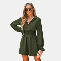 Women's Smocked Button-Front Mini Dress - Cupshe -Lady Clothing Store GUEST 553a20a6 19da 42f8 a7f3 f82149b90399