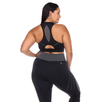 Plus Size Cut Out Back Mesh Sports Bra - White Mark 4 Plus Size Cut Out Back Mesh Sports Bra - White Mark - Image 2