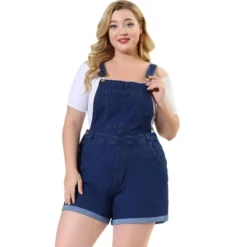 Agnes Orinda Women's Plus Size Adjustable Strap Pocket Roll Hem Denim Overall Jean Shorts -Lady Clothing Store GUEST 5781dac1 1f9b 4895 9bd5 f35247ba6924