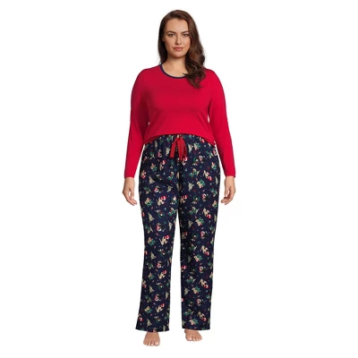 Lands' End Women's Pajama Set Knit Long Sleeve T-Shirt And Flannel Pants 7 Lands' End Women's Pajama Set Knit Long Sleeve T-Shirt And Flannel Pants - Image 5