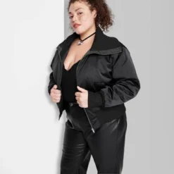 Women's Satin Bomber Jacket - Wild Fable™ -Lady Clothing Store GUEST 5a2e537b 386f 4b86 b4c1 4c96042aeab6