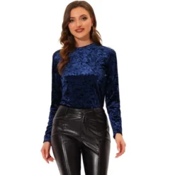 Allegra K Women's Casual Vintage Velvet Crew Neck Long Sleeve T-shirts -Lady Clothing Store GUEST 5a667649 36bd 4da0 af5c 3445b86b35de