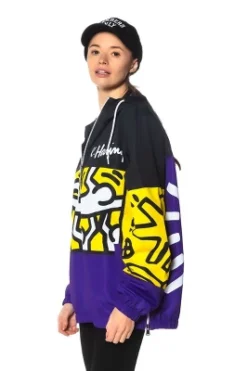 Members Only - Women's Colorblock Windbreaker Oversized Jacket - Purple