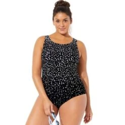 Swimsuits For All Women’s Plus Size Chlorine Resistant High Neck One Piece Swimsuit