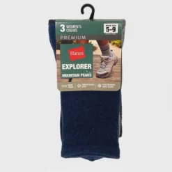 Hanes Explorer Mountain Peak 3pk Crew Socks - 5-9