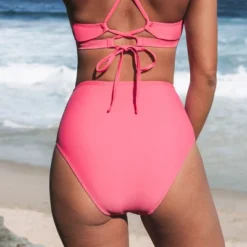 Women's Solid Shirred High Waist Bikini Bottom - Cupshe -Lady Clothing Store GUEST 61dfb4f2 79df 46c1 9f1b c83db9f130e9