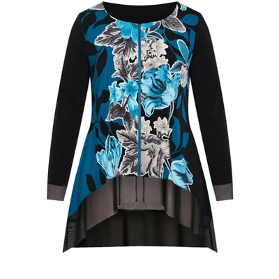 Women's Plus Size Chelsea Zip Front Top - Emerald | AVENUE 4 Women's Plus Size Chelsea Zip Front Top - Emerald | AVENUE - Image 2