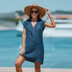 Women's V-Neck Short Sleeve Mini Cover-Up Dress - Cupshe -Lady Clothing Store GUEST 631454a8 ab9b 4b59 845f 2139b94efa66