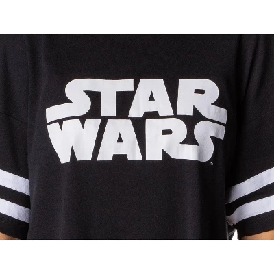 Star Wars Womens' Movie Film Title Logo Nightgown Sleep Pajama Shirt Black 4 Star Wars Womens' Movie Film Title Logo Nightgown Sleep Pajama Shirt Black - Image 2
