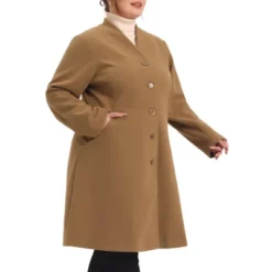 Agnes Orinda Women's Plus Size Trendy Elegant V Neck Single Breasted Long Fleece Coats -Lady Clothing Store GUEST 65057467 15a8 4a3f aab5 d4740b489588