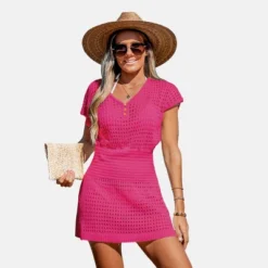 Women's Crochet Knit Cutout V-Neck Cover-Up Mini Dress - Cupshe -Lady Clothing Store GUEST 650cee72 0675 4784 835c 36fc94be35df