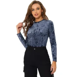Allegra K Women's Casual Vintage Velvet Crew Neck Long Sleeve T-shirts -Lady Clothing Store GUEST 65c37ea6 7651 4317 80e8 3f8c10ab9eae