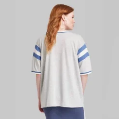 Women's Ascot + Hart Varsity Elbow Sleeve Graphic T-Shirt - Gray -Lady Clothing Store GUEST 66140ddb 9d65 4cd2 9a1f 9a44edda3ecd