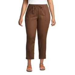 Lands' End Women's High Rise Pull On Tie Waist Linen Crop Pants -Lady Clothing Store GUEST 684531c0 061e 4819 9231 9a755bc4a0cd
