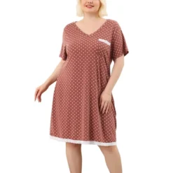 Agnes Orinda Womens Plus Size V Neck Polka Dots Short Sleeve Sleepwear Pajamas Nightgown -Lady Clothing Store GUEST 6a633f59 c94d 4933 9e58 77c81dcca23f
