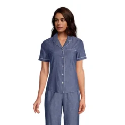Lands' End Women's Short Sleeve Cotton Poplin Pajama Shirt -Lady Clothing Store GUEST 6cf34761 0476 4cd5 96d2 fbdbf8ddd928